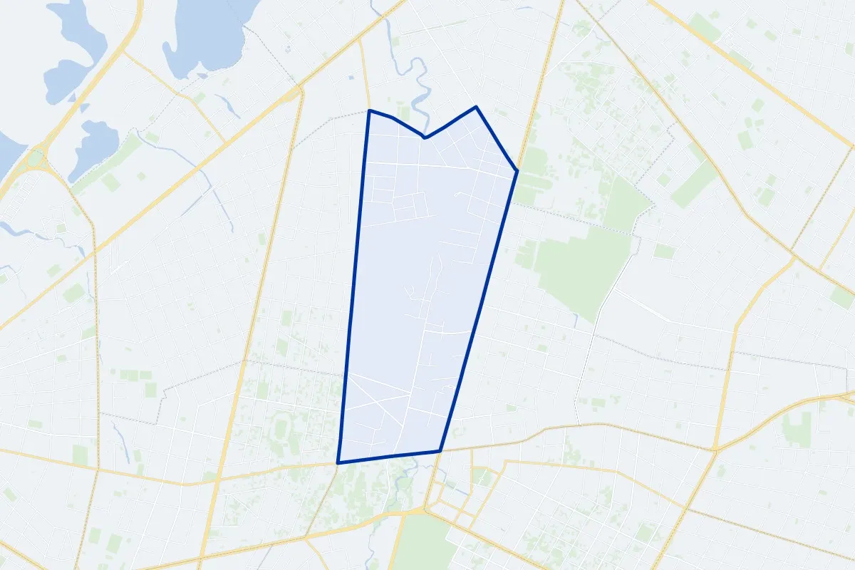 Bella Vista, a neighborhood of Asunción: map of its boundary, streets and green spaces