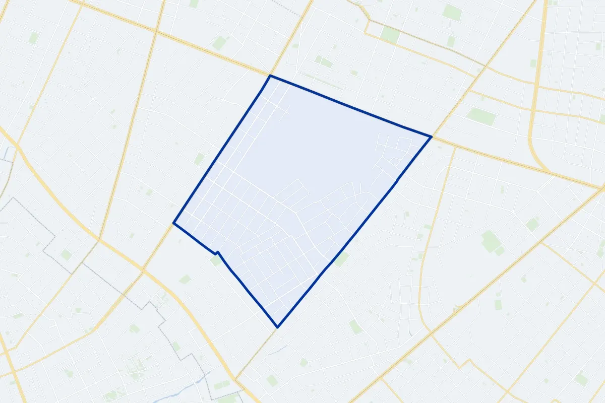Hipódromo, a neighborhood of Asunción: map of its boundary, streets and green spaces