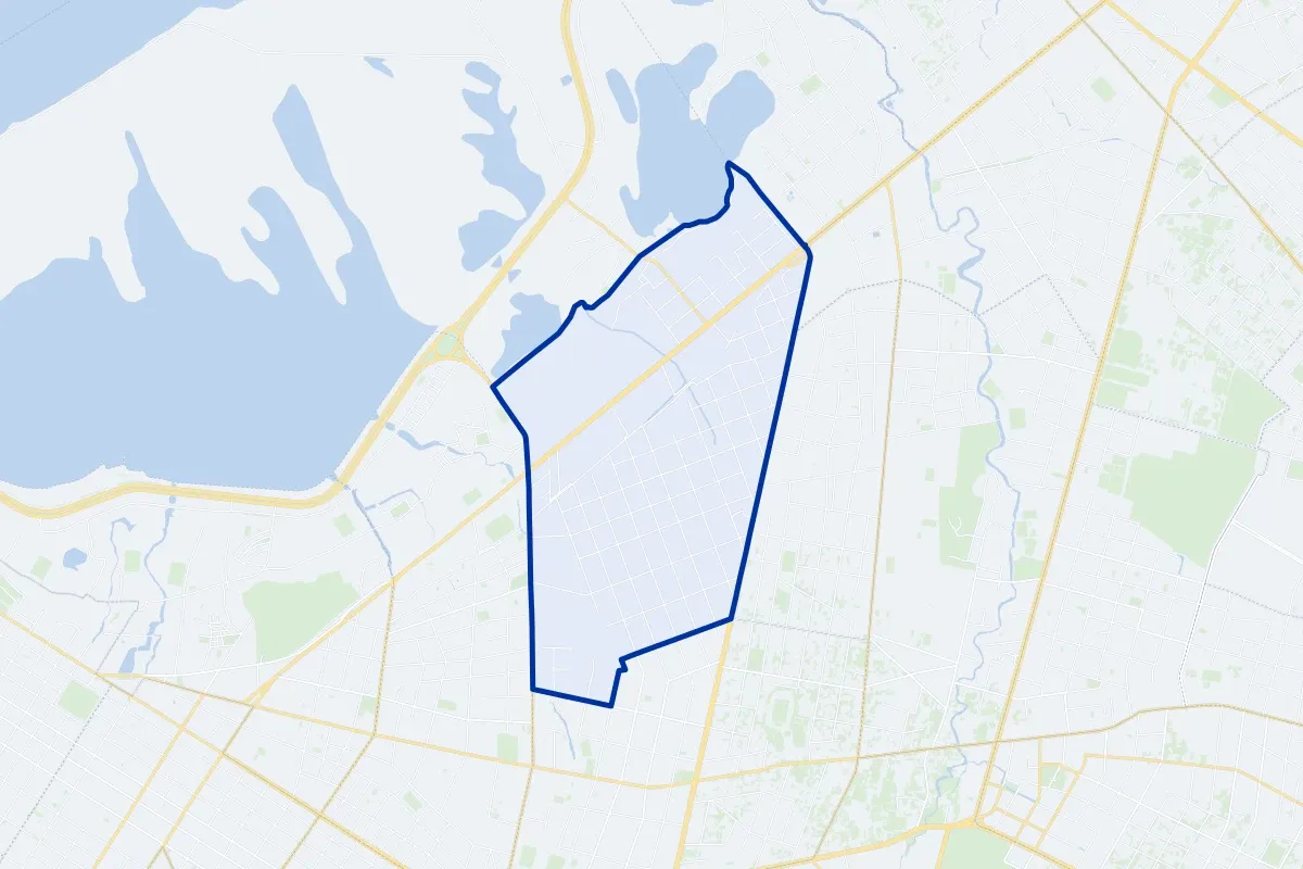 Jara, a neighborhood of Asunción: map of its boundary, streets and green spaces