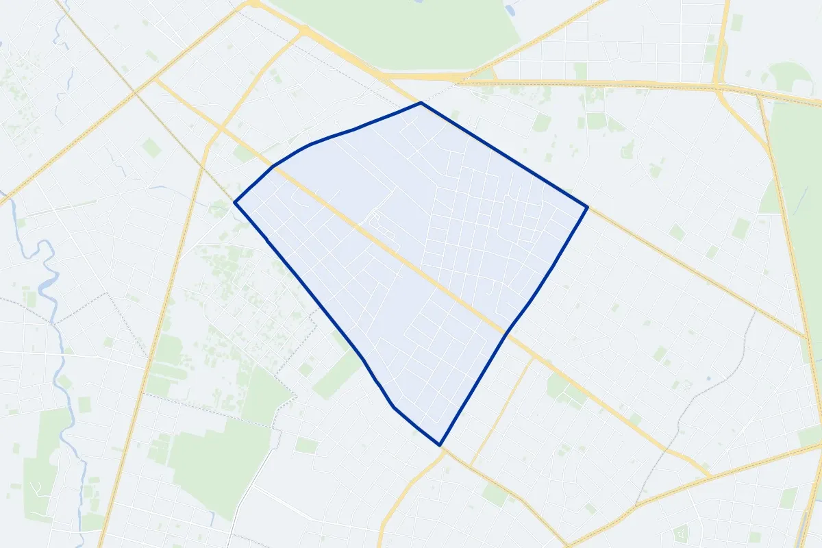 Mburucuyá, a neighborhood of Asunción: map of its boundary, streets and green spaces