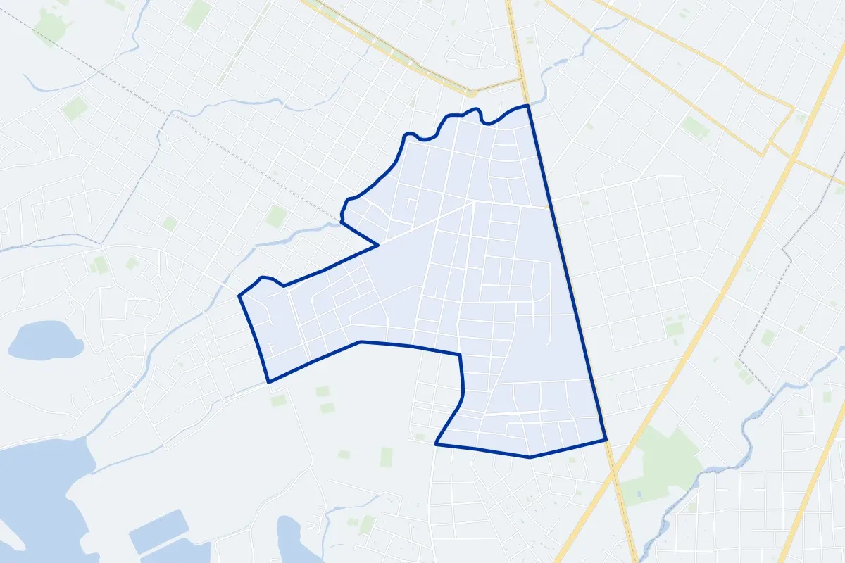 Republicano, a neighborhood of Asunción: map of its boundary, streets and green spaces