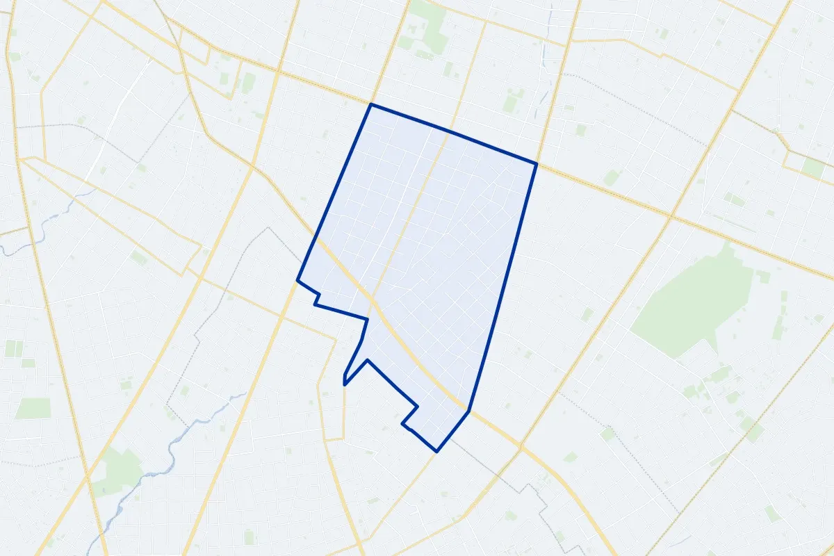 Vista Alegre, a neighborhood of Asunción: map of its boundary, streets and green spaces