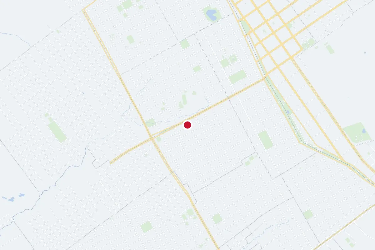 Pedro Juan Caballero: map of the center, main streets, water and green spaces